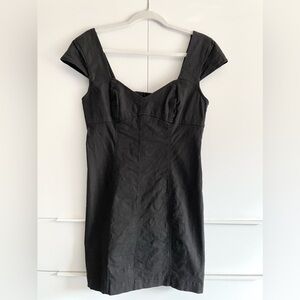 Urban Outfitters Black Linen Blend Sweetheart Fitted Mini Dress